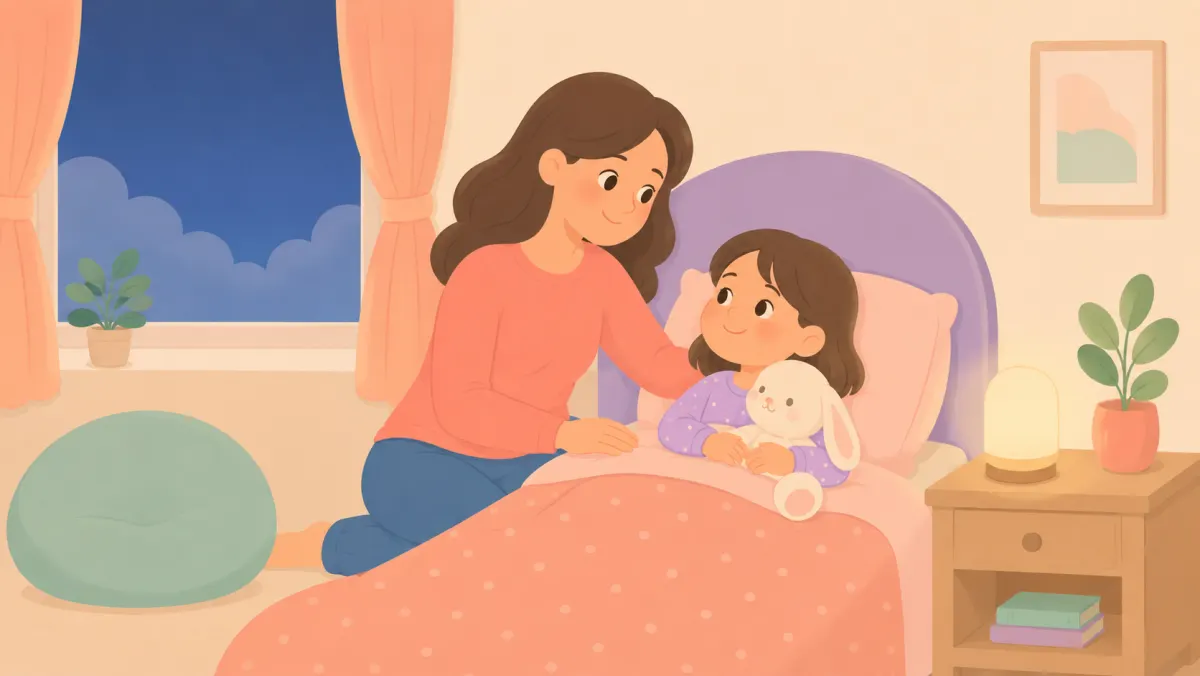 Child and parent sharing a calming bedtime routine.