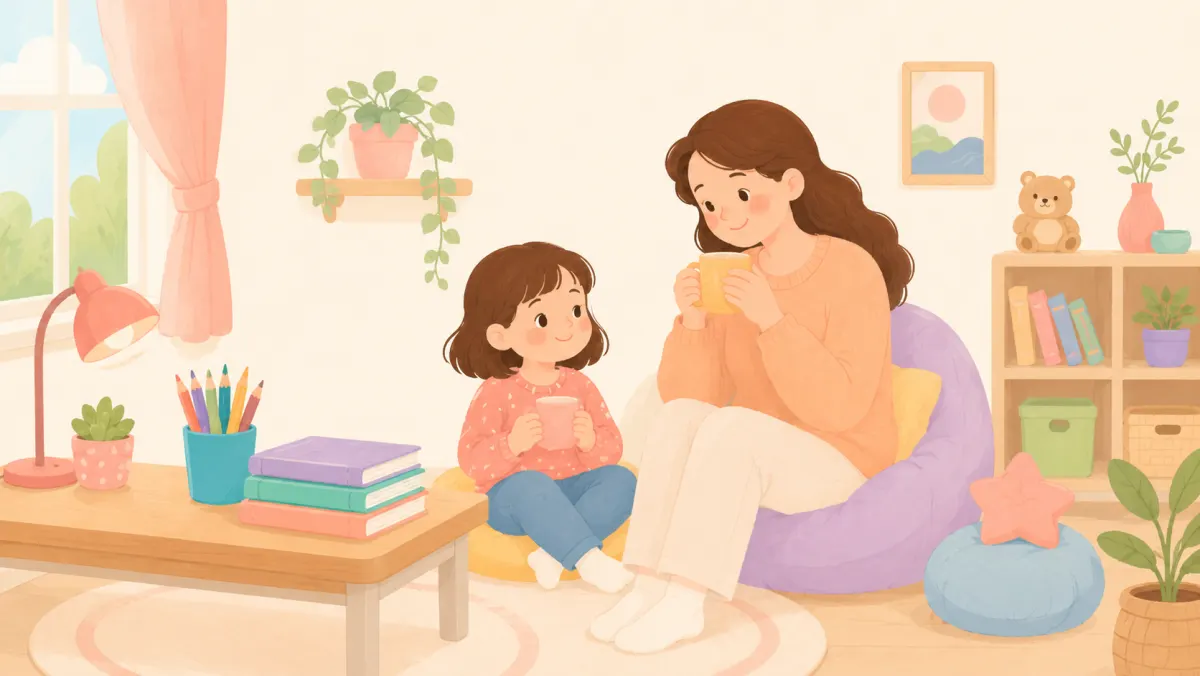 Parent and child sharing a homework break