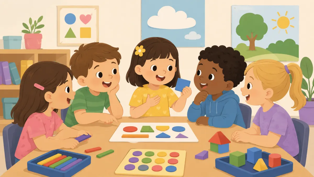 Children sharing ideas during a friendly math activity